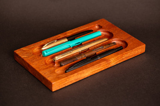 Pen Rack Five Serpentine - Mahogany