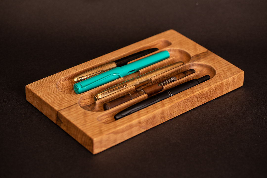 Pen Rack Five Serpentine - Rustic Oak