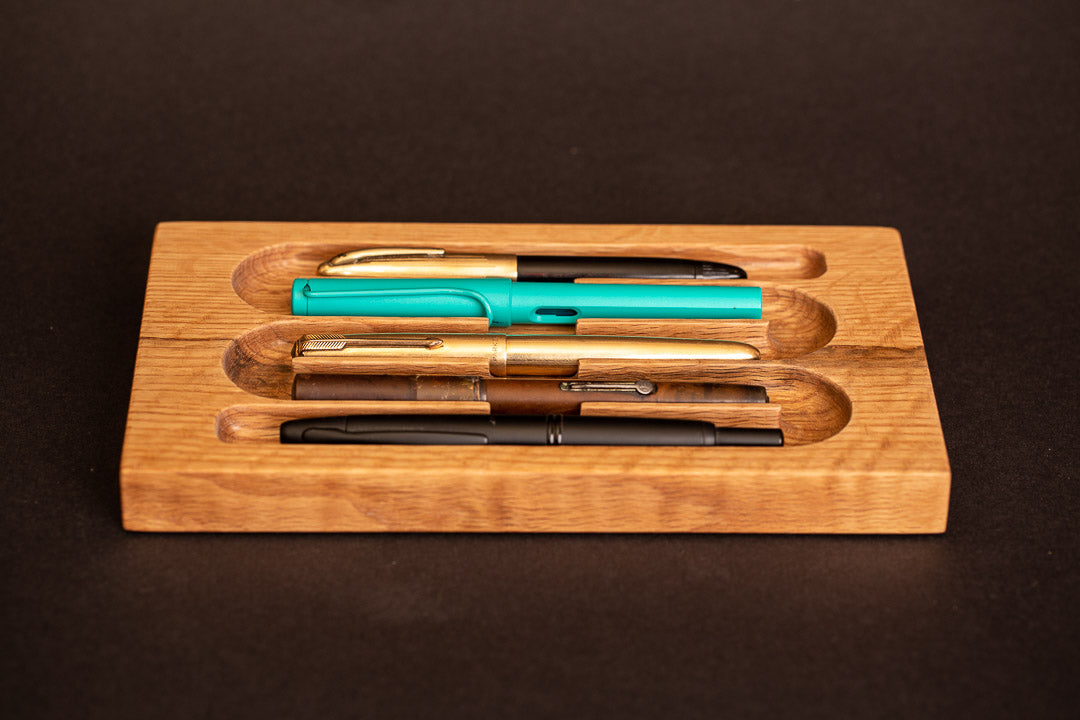 Pen Rack Five Serpentine - Rustic Oak